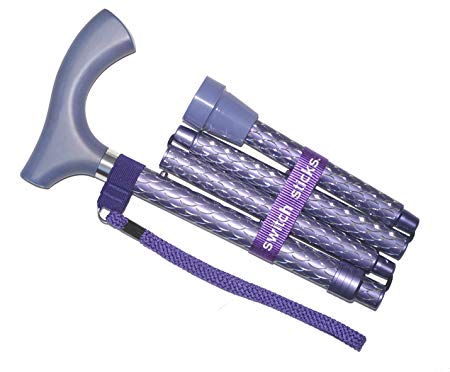 Switch Sticks Folding Adjustable Walking Stick with Royal Purple Engravaed
