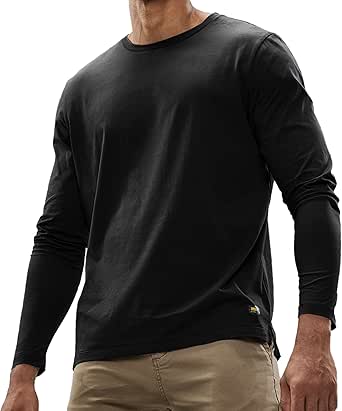 MIER Men's Long Sleeve Shirts Soft Stretch Combed Cotton Tees Crew Neck Classic Fashion Casual T-Shirt