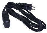 SmartCord Safety Extension Power Cord w Heat-Sensing Alarm Black 6-Foot