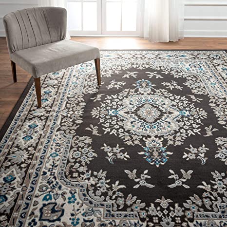 Home Dynamix Premium Sakarya Traditional Medallion Border Area Rug, Brown, 7'9"x10'8" Rectangle