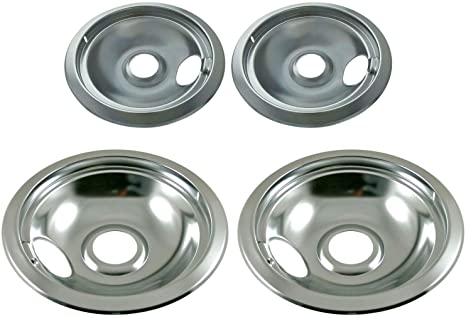 (New) 316048413 316048414 Genuine OEM compatible with Frigidaire Drip Pan Set, Two 6-Inch, Two 8-Inch fits 08005370, 316221201, 318067018, 318067056, 3205286, 438   all models in description