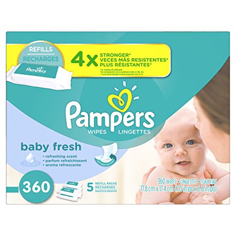 Pampers Baby Wipes Baby Fresh 5 Refills, 360 Count