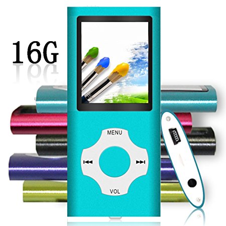 Tomameri - Compact and Portable MP3 / MP4 Player with Rhombic Button ( Including a 16 GB Micro SD Card ) Supporting Photo Viewer, E-Book Reader and Voice Recorder and FM Radio Video Movie(Blue)