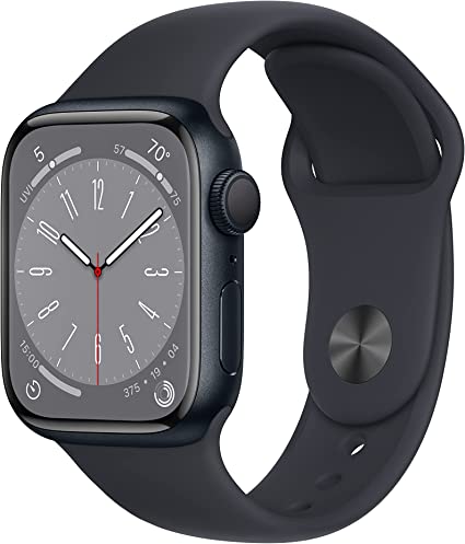 Apple Watch Series 8 [GPS 41mm] Smart Watch w/ Midnight Aluminum Case with Midnight Sport Band - S/M. Fitness Tracker, Blood Oxygen & ECG Apps, Always-On Retina Display, Water Resistant