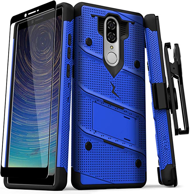 ZIZO Bolt Series Coolpad Legacy Case Military Grade Drop Tested with Full Glass Screen Protector Holster Kickstand Blue Black