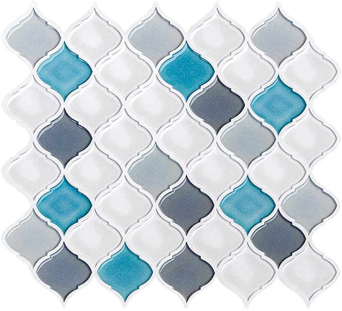 FAM STICKTILES Self Adhesive Tiles Peel and Stick Tiles Backsplash for Kitchen, Tile Transfers Stick on Wall 11'' x 10'' (4 Sheets)