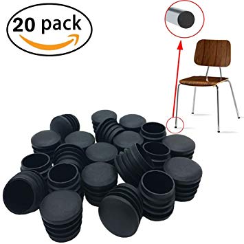 20 Pack 1 Inch Round Plastic Plug, Pipe Tubing End Cap, Durable Chair Glide