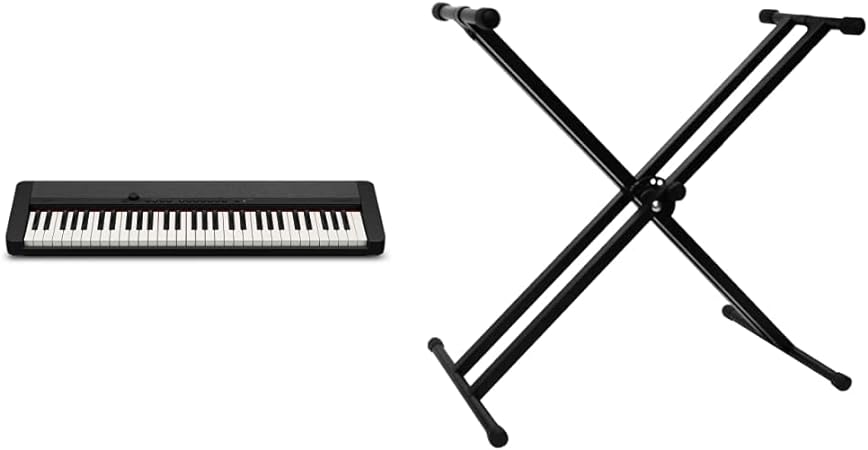 Casio, 61-Key Portable Keyboard (CT-S1BK) & ChromaCast GoDpsMusic CC-KSTAND Double Braced X-Style Pro Series Keyboard Stand