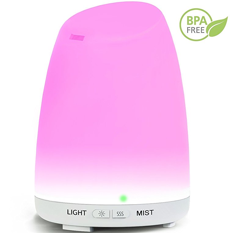 Essential Oil Diffuser, 120ml Portable Aromatherapy Ultrasonic Aroma Diffuser / Cool Mist Humidifier , Waterless Auto Shut-Off and Mist Mode Adjustment for Bedroom, Nursery , Desk,Home, Office, Yoga Room,or Studio