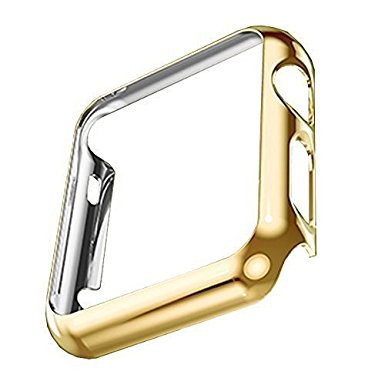 Apple Watch Case,biaoge Super Thin Pc Plated Plating Protective Bumper Case for Apple Watch 42mm (Pc Case Gold 38mm)