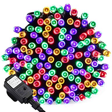 Qedertek Christmas Fairy Lights 33ft 100 LED Plug in Fairy String Lights with 8 Lighting Modes and Timer Function for Xmas Tree, Home, Wedding, Party, Christmas Decorations (Multicolor)