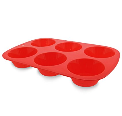 Elbee 621 Deep Cup Muffin Pan, 6 Cup Muffin or Cupcake Mold / Baking Tray Premium Silicone 6 Cup Muffin Pan Mold - Perfect for Parties - The Future of Baking. BPA-Free!