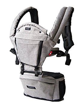 MiaMily Hipster Plus Swiss Brand - Approved by Global Wide Safety Standards - Child & Baby Front Carrier - Protection for Baby & 9 Different Uses - Fits all Sizes - Color Stone Grey
