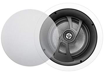 OSD Audio ICE870 8" Angled LCR Trimless In-Ceiling Speaker 150W w/Carbon Fiber Cone Woofer and Pivoting Aluminum Dome Tweeter (Off-White, Single)