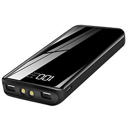 Power Bank 24000mah Portable Charger Battery Backup with LCD Screen,LED Light with SOS Signal Function,Battery Pack with Dual Output,Huge Capacity External Battery for Smartphone,Tablet and More.