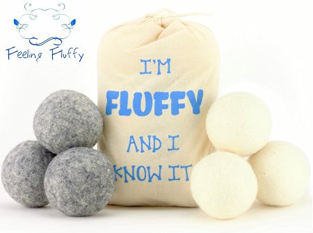 Wool Dryer Balls 6 Pack - Reusable Natural Fabric Softener