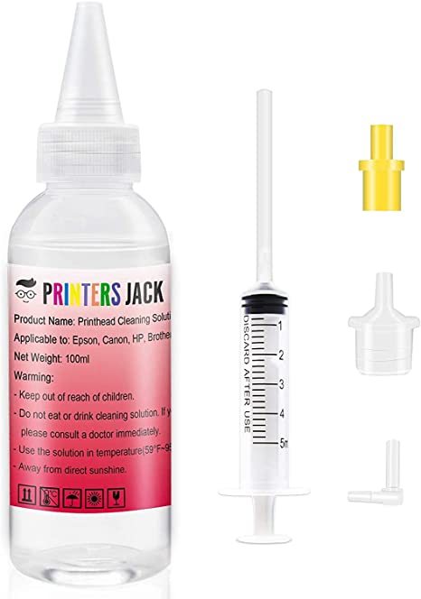 Printers Jack Printhead Cleaning Kit Nozzle Solution for Brother HP Officejet 8610 8600 8620 6600 5520 6500 6700 Canon Pro 10 Pro 100 MX922 Brother MG7120 MG6320 Inkjet Printers