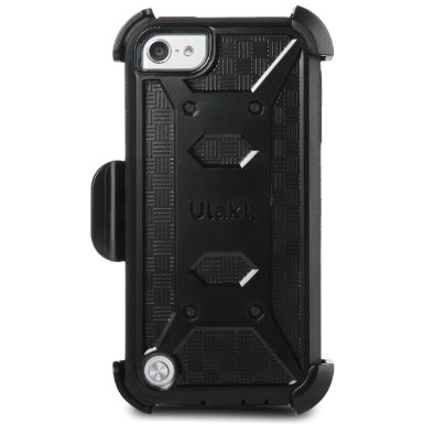 ULAK iPod Touch 6 CaseiPod Touch 5 CaseKNOX ARMOR Dual Layer Hybrid Protective Cover with Belt Clip Holster  - Retail Packaging - Black