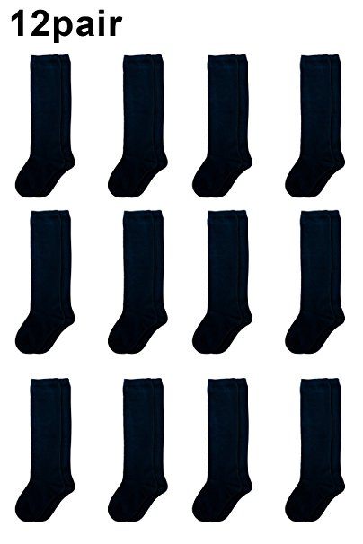 Basico Little Girls' School Uniform Knee High Socks (12 Pair)