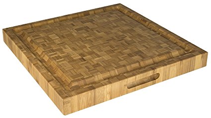 Totally Bamboo Natural Wood Cutting Board, 100% Bamboo Pro Wooden Cutting & Serving Block, 16” x 16”x 2”