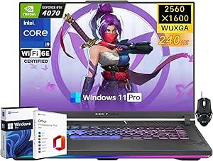 ASUS ROG Strix G16 Gaming Laptop, 16" QHD 240Hz Display, Intel i9-14900HX, NVIDIA GeForce RTX 4070, 64 GB DDR5 RAM, 4 TB SSD, Wi-Fi 6E, Win 11 Pro & Microsoft Office Lifetime License, Gaming Mouse