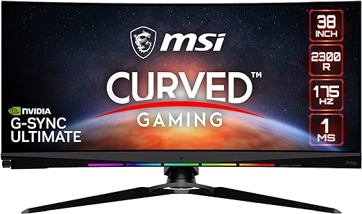 MSI MEG381CQR Plus, 38" Gaming Monitor, 3840 x 1600 (UWQHD ), Rapid IPS, 175Hz, Gsync Ultimate, HDR 600, HDMI, Displayport, Tilt, Swivel, Height Adjustable