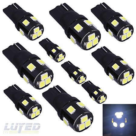 LUYED 10 X Super Bright 2835 9-EX Chipsets W5W 194 168 2825 Led Bulbs,Xenon White