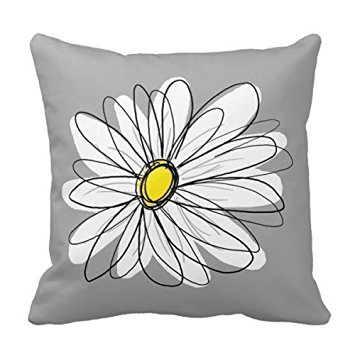 Decors Trendy Daisy with gray and yellow Pillow Case Cushion Cover Home Sofa Decorative 18 X 18 Squares (Twin Sides)