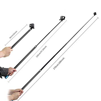 TELESIN 106" Ultra Long Selfie Stick Lightweight High Tenacity Carbon Fibre Extendable Handheld Monopod for Gopro 6 5 4 3  3 2 1 Session Digital Camera,Osmo Action& Most of The Digital Camera