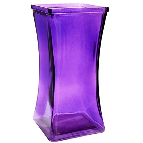 Royal Imports Flower Rose Bunch Glass Gathering Vase Decorative Centerpiece For Home or Wedding (Fits Dozen Roses) by Square - 8.75" Tall, 4.5" Opening, Purple