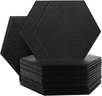 Lawei 16 Pack Hexagon Sound Panels Sound Proof Padding for Wall - 14 X 12 X 0.4 Inch Acoustic Absorbing Panels Sound Dampening Panel for Recording Studio, Office, Home Studio