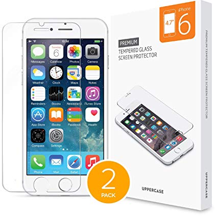 [2 Pack] UPPERCASE Designs Premium Anti-Scratch 2.5D Round Edge Case Friendly Tempered Glass Screen Protector, Compatible with iPhone 6 Only [4.7 inch Screen]