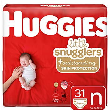 Huggies Little Snugglers Baby Diapers, Size Newborn (up to 10 lb.), 31 Ct, Jumbo Pack (Packaging May Vary)