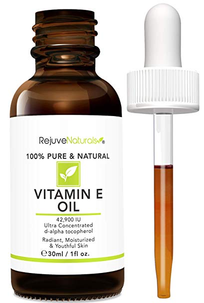 Vitamin E Oil - 100% Pure & Natural, 42,900 IU. Visibly Reduce the Look of Scars, Stretch Marks, Dark Spots & Wrinkles for Moisturized & Youthful Skin. d-alpha tocopherol Vitamin E, Non-GMO. (1oz)