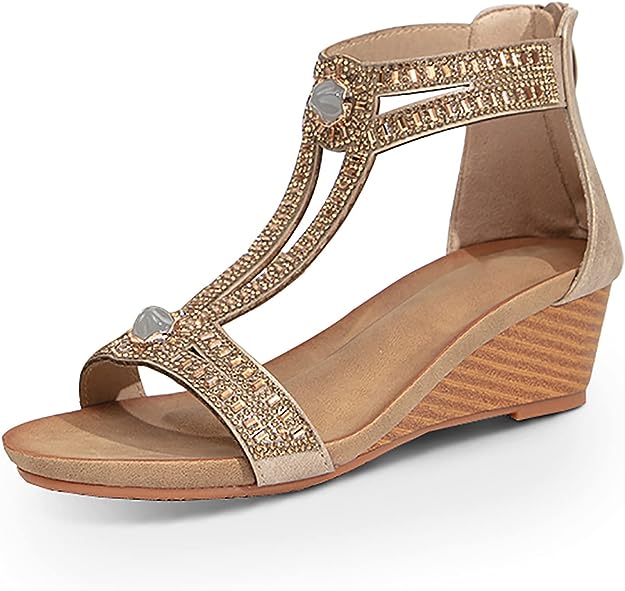 FRALOSHA Wedge Sandals for Women Open Toe Casual Summer Roman High Heel Breathable Beach Sandals