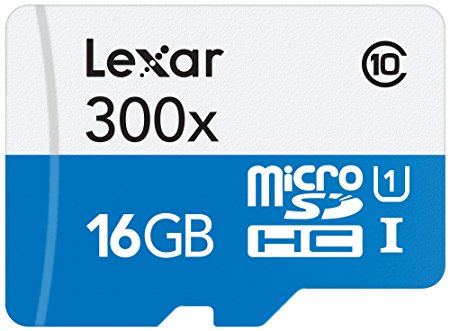 Lexar High-Performance MicroSDHC 300x 16GB UHS-I/U1 w/Adapter Flash Memory Card - LSDMI16GBB1NL300A