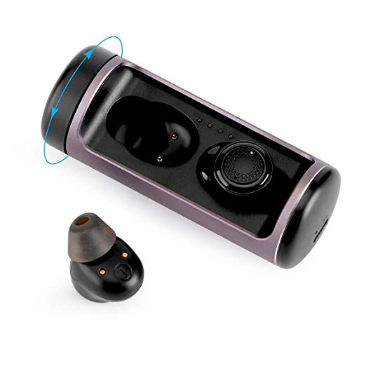 Wireless Earbuds, 5.0 3D Stereo Sound Bluetooth Headphones with Portable Rotation Charging Box, Built-in Mic for iPhone, Android