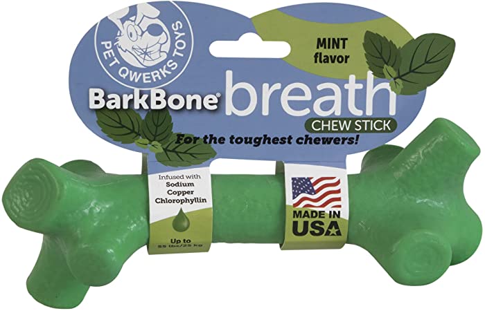 Pet Qwerks Barkbone Mint Flavor Dental Breath Stick Dog Chew Toy - Durable Dog Bones for Aggressive Chewers, Tough Power Chew Toys | Made in USA with FDA Compliant Nylon - for Medium Dogs, BBS5, Large