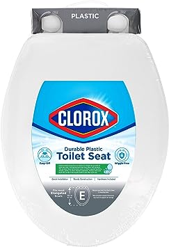 Clorox Elongated Plastic Toilet Seat with Easy-Off Hinges, Wiggle-Free