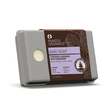 Pangea Organics Bar Soap, Pyrenees Lavender With Cardamom, 3.75-Ounce Box