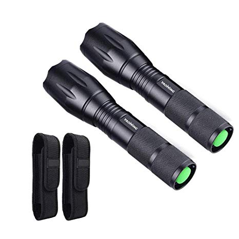 YAOMING High lumens Bright Portable LED Tactical Flashlight With Holster (2 Pack)