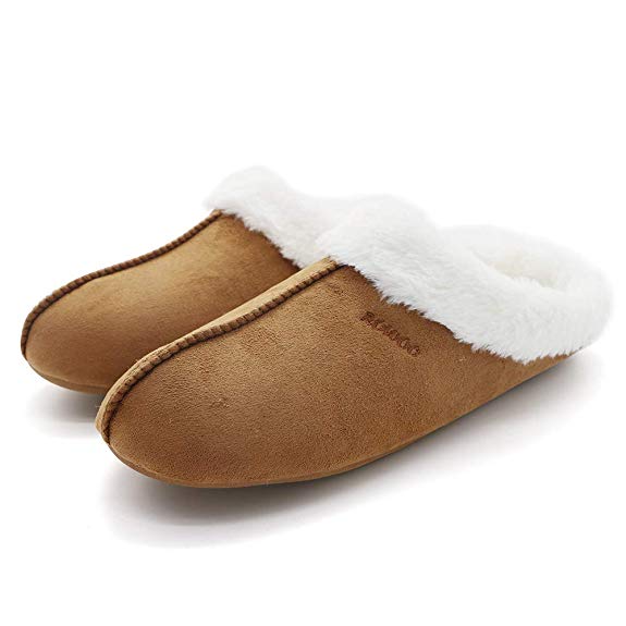 Men's Memory Foam Slippers Lightweight Fuzzy Plush Slip on Indoor Home Shoes