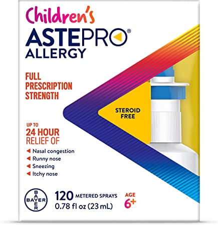 Children's Astepro Allergy Nasal Spray, 24-Hour Allergy Relief, Steroid-Free Antihistamine, 120 Metered Sprays, White, 0.78 Fl Oz (Pack of 1)