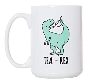Tea-Rex Funny Tyrannosaurus Rex Mug - 15oz Deluxe Double-Sided Coffee Tea Mug