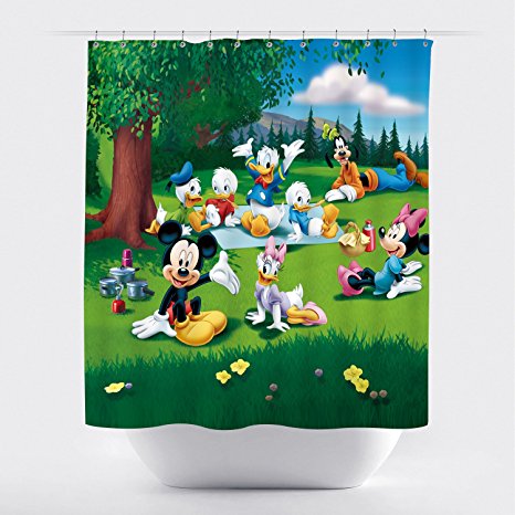 iPrint Brand Bathroom Mildew-Resistant Antibacterial Waterproof Polyester Shower Curtains,Stylish,Decorative,Unique,Cool,Fun,Funky.Disney Mickey Mouse Donald Duck(Size 72"(w) x 72"(h) )