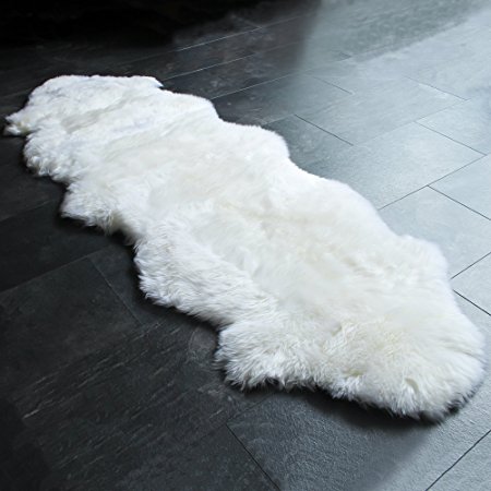 Sheepskin Rug Genuine Soft Natural Merino   Care & Cleaning Guide (2 x 6ft White/Ivory)