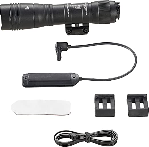 Streamlight 89009 ProTac 2.0 2000-Lumen Rail Mount High Lumen Tactical Rechargeable Long Weapon-Mounted Flashlight with Straight Pressure Switch, SL-B50 Battery Pack and USB-C Cord, Black