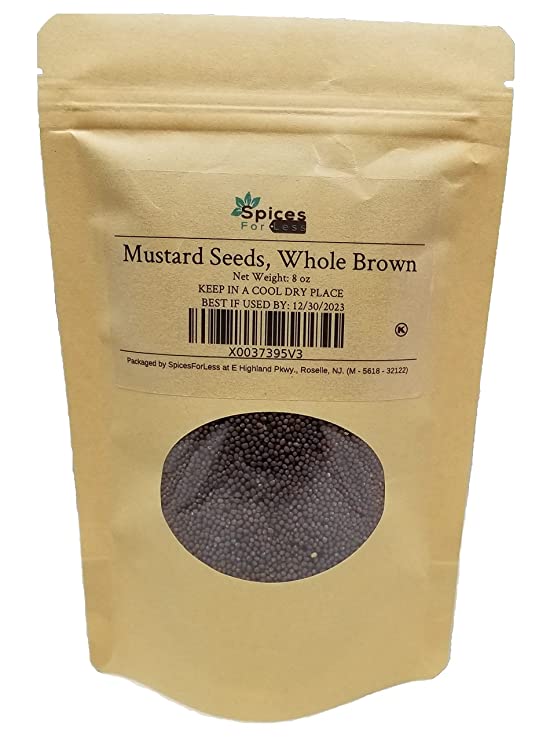SFL Mustard Seeds, Whole Brown - Resealable Pouch - Kosher Certified (8 ounces)