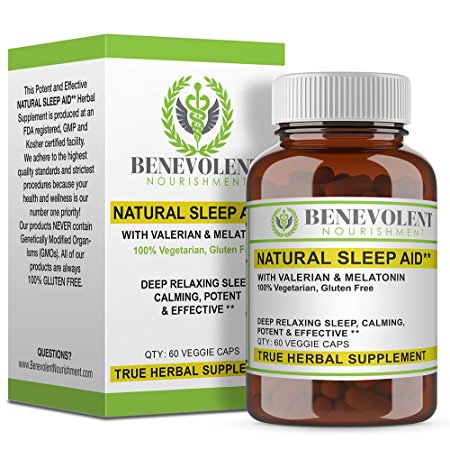 Natural Sleep Aid - True Herbal Supplement With Organic Valerian Root & Melatonin - Potent & Effective Non Habit Forming - 100% Vegetarian & Gluten Free Formula