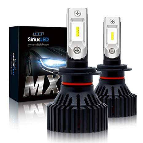 SiriusLED MX Series H7 8000 Lumen LED Headlight Bulb Extremely Bright All in one Conversion Kit Pack of 2 6000k White
